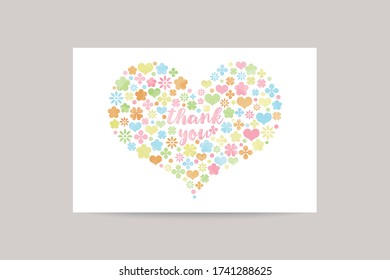watercolor vector thank you card with heart illustration