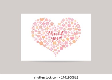 watercolor vector thank you card with heart illustration