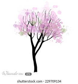 Watercolor vector tree