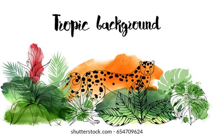 watercolor vector tropic background