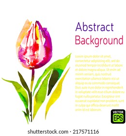 Watercolor Vector tulip pattern. EPS 10 illustration.