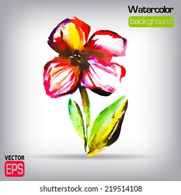Watercolor Vector tulip pattern. EPS 10 illustration.