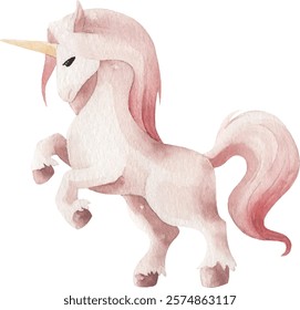 Watercolor vector unicorn. Cute illustration.