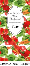 watercolor vector vegetables background. Flyer design