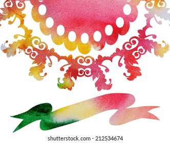watercolor vector vintage background for text with pattern