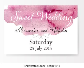 Watercolor vector wedding invitation.