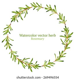 Watercolor Vector Wreath With Rosemary