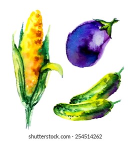 watercolor vegetables