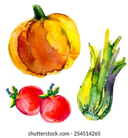 watercolor vegetables