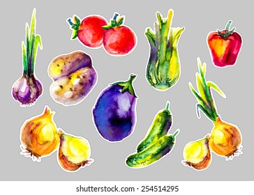 watercolor vegetables