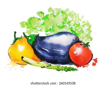 watercolor vegetables