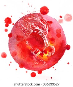 Watercolor - vegetables beet.
Vector backgrounds - sketch beet.