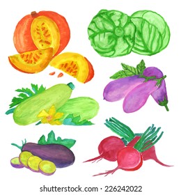 watercolor vegetables set