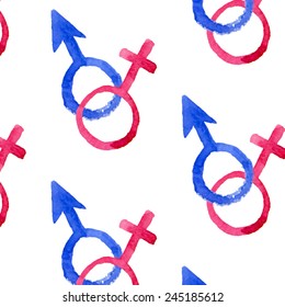 Watercolor Venus and Mars Symbol Pattern