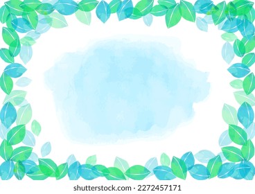 watercolor Verdure green leaves frame illustration