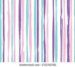 Línea vertical de acuarela vectorial patrón transparente. Textura del trazo de pincel grueso. Pintura sencilla a mano libre con papel pintado a la perfección. Rasgos de pincel con rayas gruesos con textura seca.