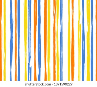 Watercolor vertical lines vector seamless pattern. Grunge paintbrush texture. Freehand cool painting seamless fashion print ornament. Brush stroke stripes grunge pattern with rough texture.