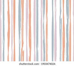 Watercolor vertical lines vector seamless pattern. Grunge brush stroke texture. Freehand minimal painting seamless wallpaper ornament. Brush stroke stripes grunge pattern for background.