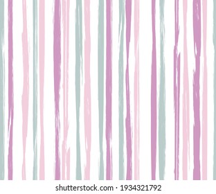 Watercolor vertical lines vector seamless pattern. Grunge paintbrush texture. Freehand old style painting seamless wallpaper ornament. Brush stroke stripes grunge pattern for textile print.