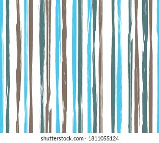 Watercolor vertical stripes vector seamless pattern. Grunge paintbrush texture. Freehand old style painting seamless wallpaper ornament. Brush stroke stripes grunge pattern with organic texture.