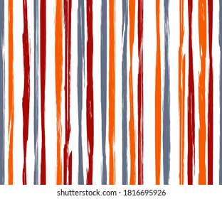Watercolor vertical stripes vector seamless pattern. Grunge paintbrush texture. Freehand vintage painting seamless wallpaper ornament. Brush stroke stripes grunge pattern with dry texture.