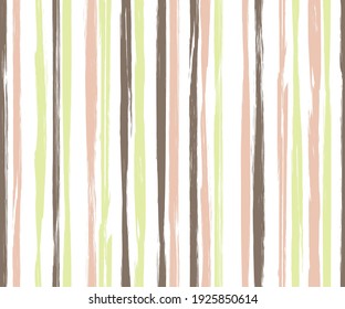 Watercolor vertical stripes vector seamless pattern. Grunge paintbrush texture. Freehand vintage painting seamless fashion print ornament. Brush stroke stripes grunge pattern with rough texture.