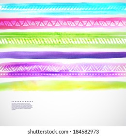 Watercolor vintage background with some stripes for your business