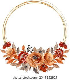 Watercolor vintage flower wreath for wedding, birthday, card, background, invitation, wallpaper, sticker, decoration etc.