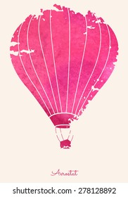 Watercolor vintage hot air balloon.Celebration festive background with balloons.Perfect for invitations,posters and cards