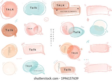 Watercolor vintage set of elements and ribbons  and speech bubble. Hand drawn isolated objects for romantic or wedding design.