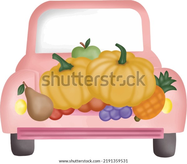 Watercolor Vintage Truck.\
Pink Pastel Pickup Truck Clipart. Farmhouse clipart. Vintage Truck.\
Retro Truck.