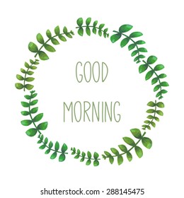 Watercolor vintage wreath. Vector hand painted illustration isolated on white background.