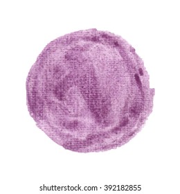 Watercolor violet circle round vector hand paint texture, abstract isolated on white background, watercolor textured backdrop, drop brush traced smears

