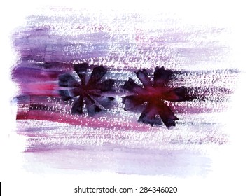 Watercolor violet flower vector background 