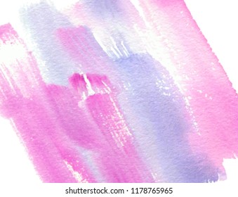 Watercolor violet pink color bright stroke hand drawn vector banner. Abstract paper texture striped colorful card for decoration, art design, grunge poster, vintage wallpaper
