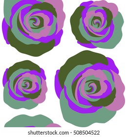 Watercolor violet roses seamless pattern. Hand painted sketch with abstract rose flowers in violet colors on a white background. Floral card design.