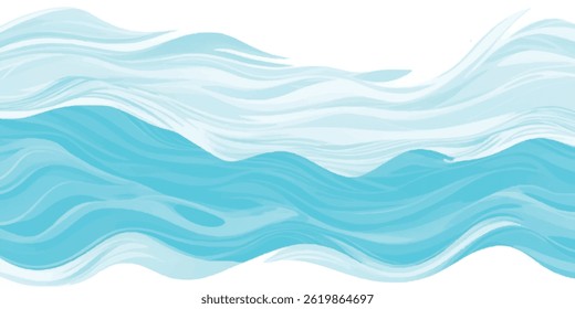 Aquarela lavagem misturando elementos do mar e do céu em tons delicados de azul e verde. Textura inspirada na natureza abstrata para projetos calmos e arejados.
