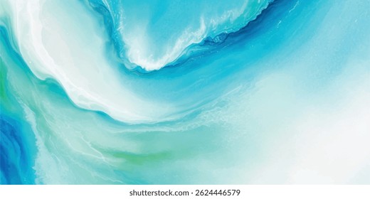 Watercolor wash blending sea and sky elements in delicate blue and green tones. Abstract nature-inspired texture for calm, airy designs.
