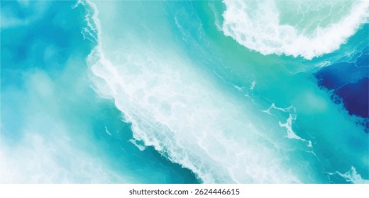 Watercolor wash blending sea and sky elements in delicate blue and green tones. Abstract nature-inspired texture for calm, airy designs.
