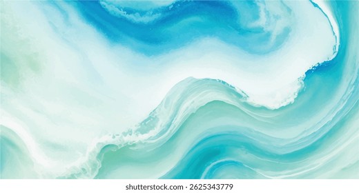 Watercolor wash blending sea and sky elements in delicate blue and green tones. Abstract nature-inspired texture for calm, airy designs.
