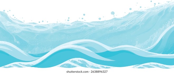 Watercolor wash blending sea and sky elements in delicate blue and green tones. Abstract nature-inspired texture for calm, airy designs.
