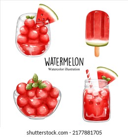 watercolor watermelon, fruit vector illustration