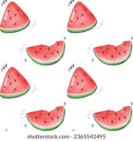 Watercolor watermelon pattern in this vibrant and seamless design. Perfect for summer, wallpapers, textiles, or any creative project.