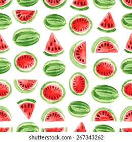 Watercolor watermelon pattern. Vector illustration for your design