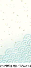 Watercolor wave pattern Japanese pattern background