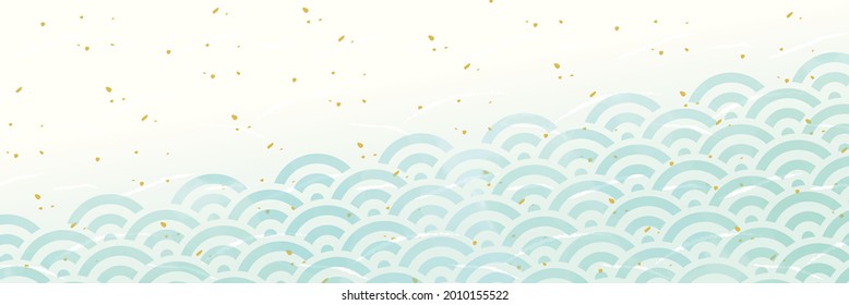 Watercolor wave pattern Japanese pattern background