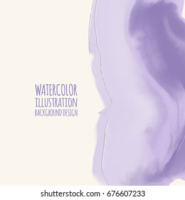Watercolor wave texture. Ink soft form stroke on white background. Simple style. Vector illustration of paint stains.