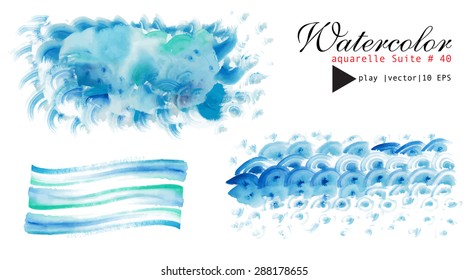 Watercolor waves, clouds. Abstract  elements for your print and web design.