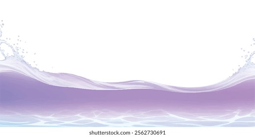 "Watercolor Waves: Purple Ocean Horizon Background: A soft, dreamy purple and white watercolor wave pattern, ideal for creating ocean wave designs or as a tranquil background