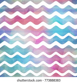 Watercolor waves seamless pattern with grunge effect